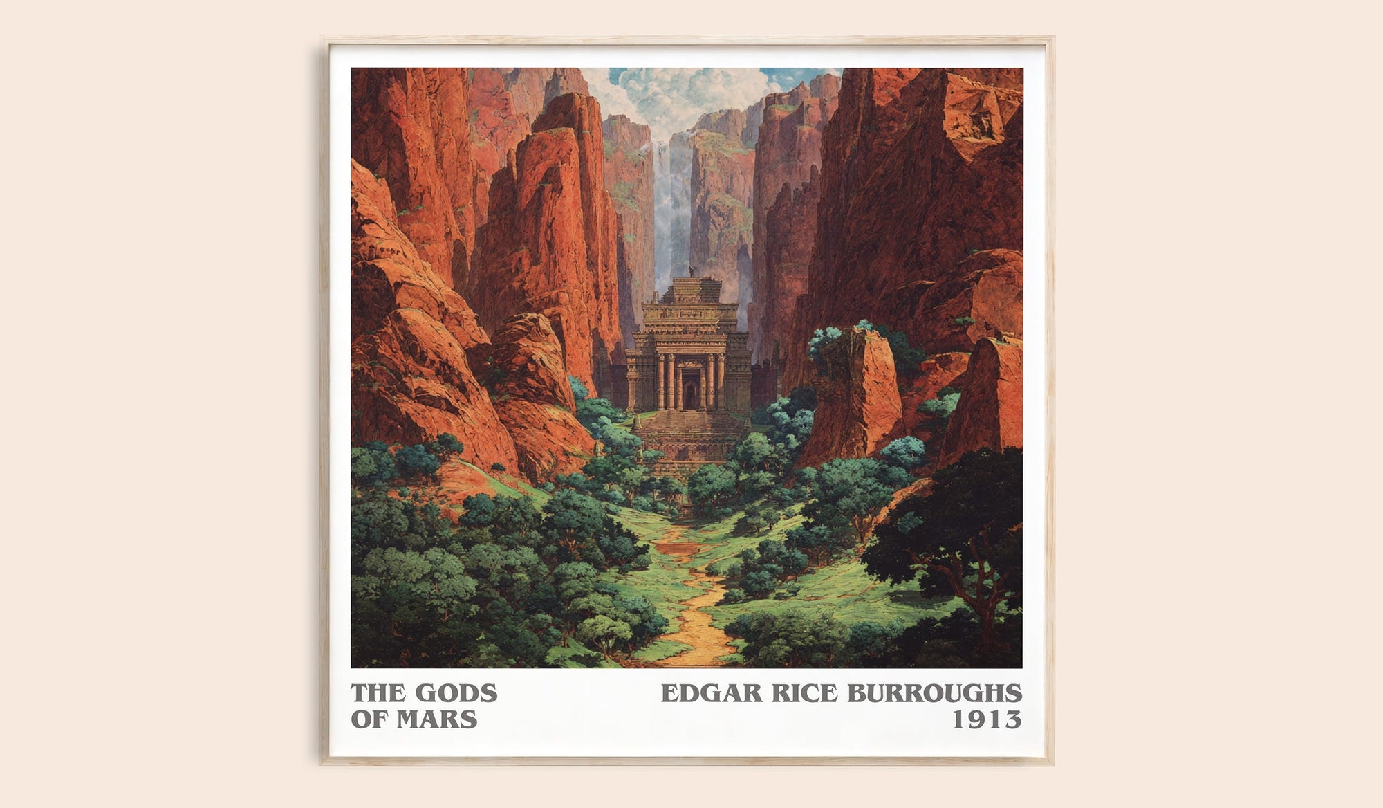 Gods of Mars literary book poster by Edgar Rice Burroughs – framed literary art print