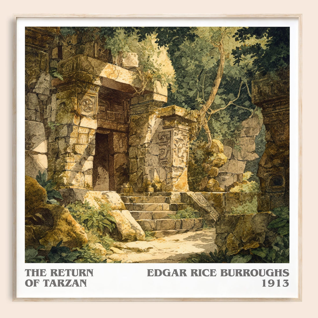 The Return Of Tarzan literary book poster by Edgar Rice Burroughs – framed literary art print
