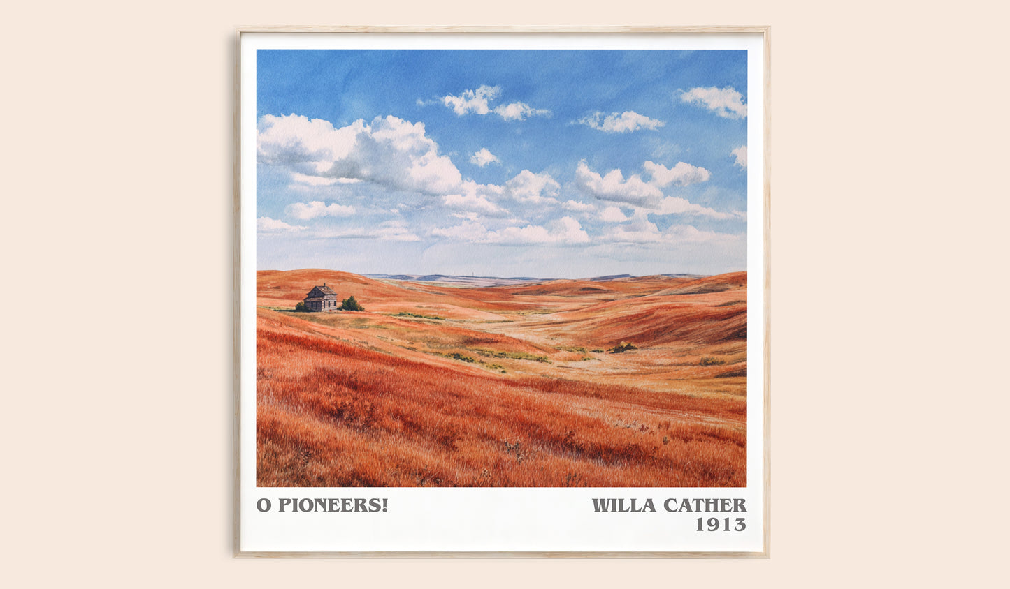 O Pioneers! literary book poster by Willa Cather – framed literary art print