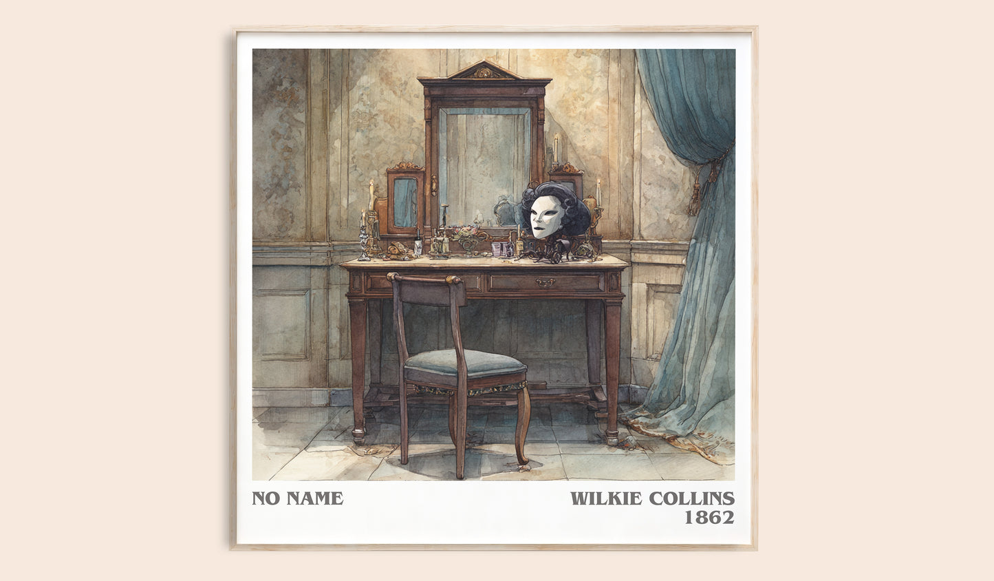 No Name literary book poster by Wilkie Collins – framed literary art print