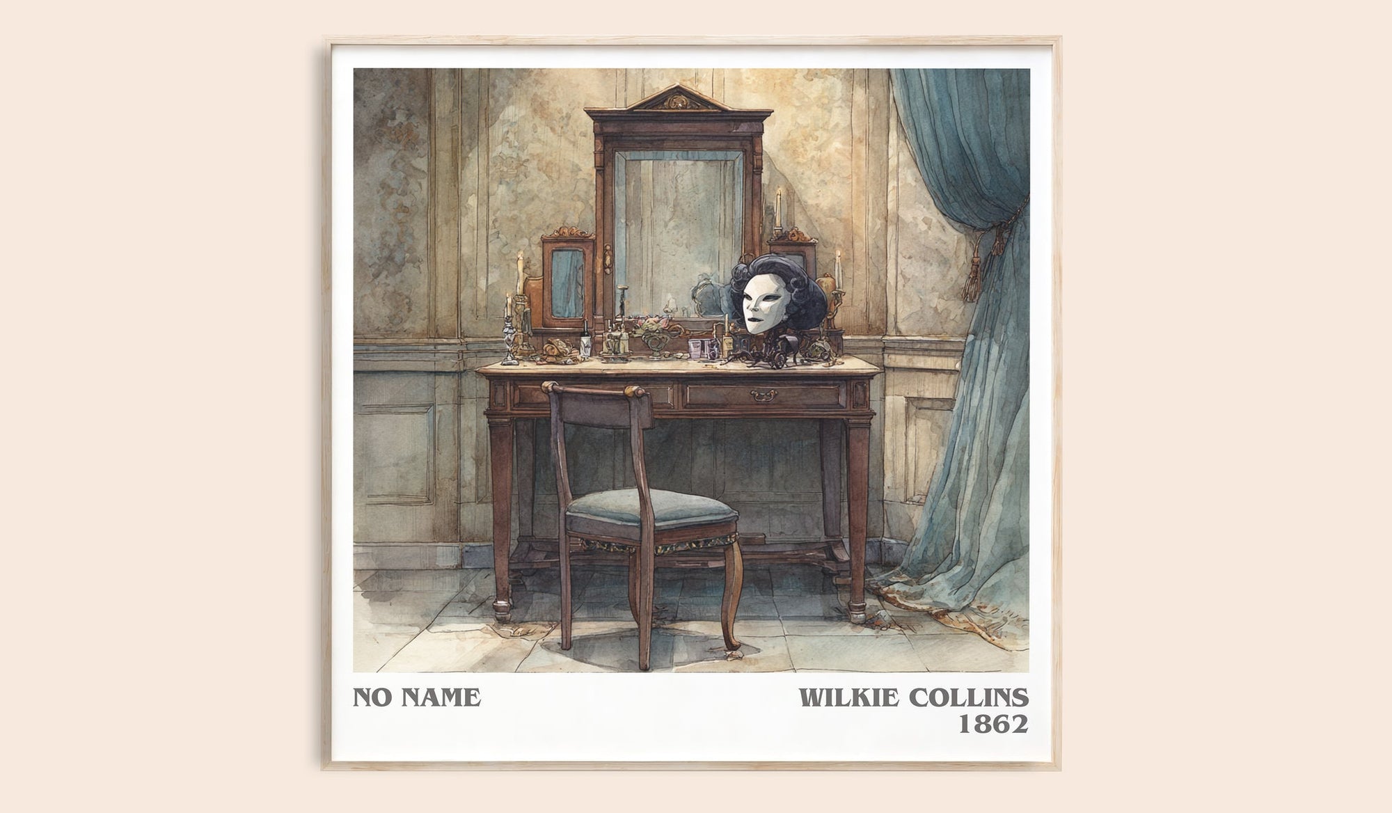 No Name literary book poster by Wilkie Collins – framed literary art print