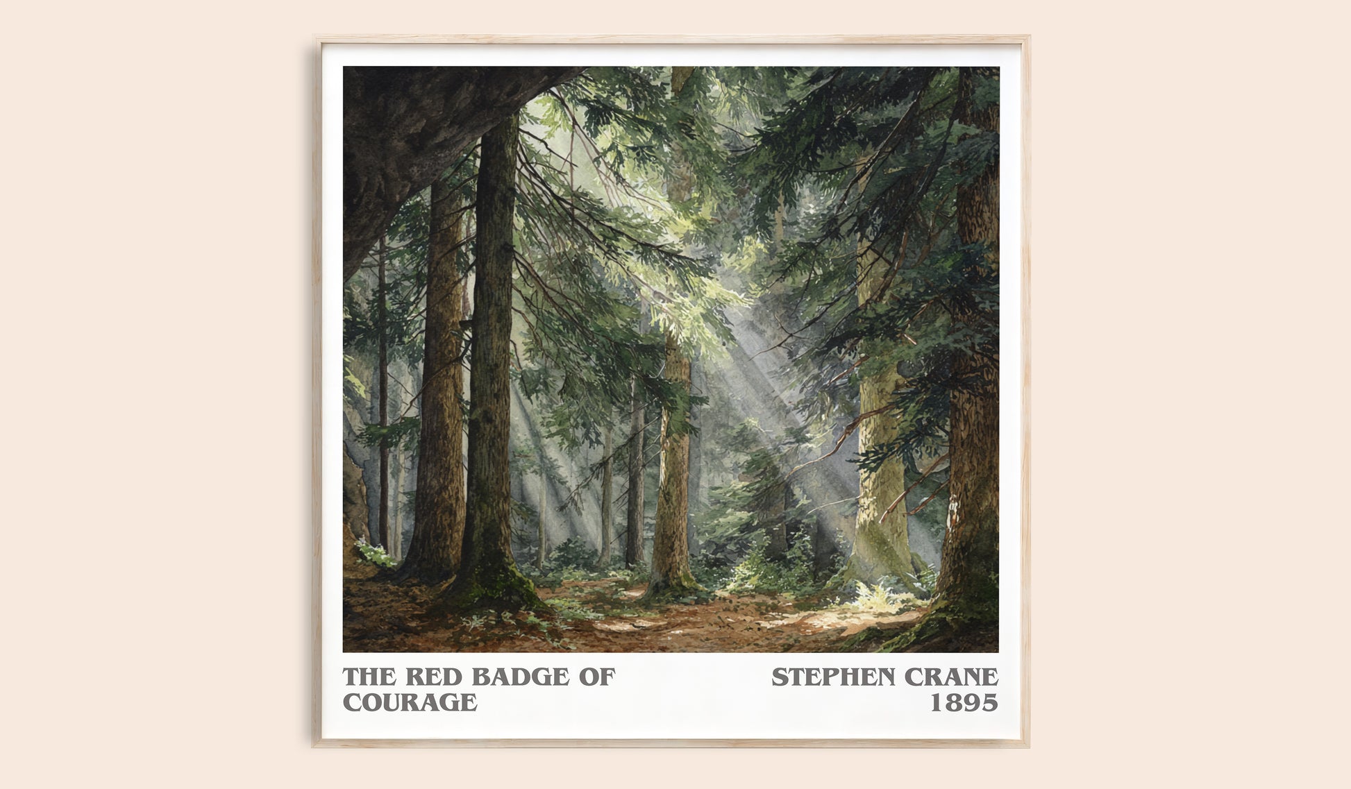The Red Badge of Courage literary book poster by Stephen Crane – framed literary art print