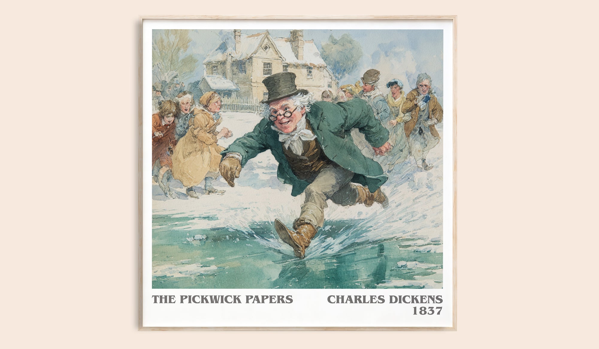 The Pickwick Papers literary book poster by Charles Dickens – framed literary art print