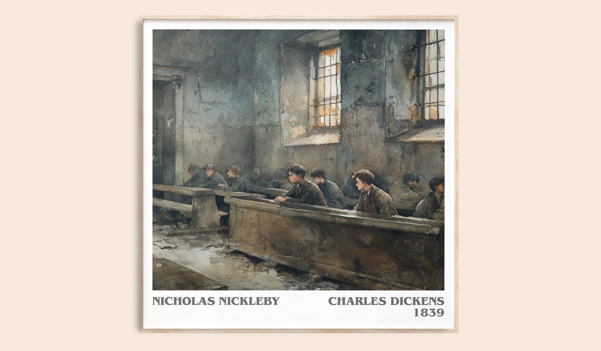 Nicholas Nickleby literary book poster by Charles Dickens – framed literary art print