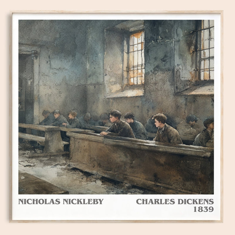 Nicholas Nickleby literary book poster by Charles Dickens – framed literary art print