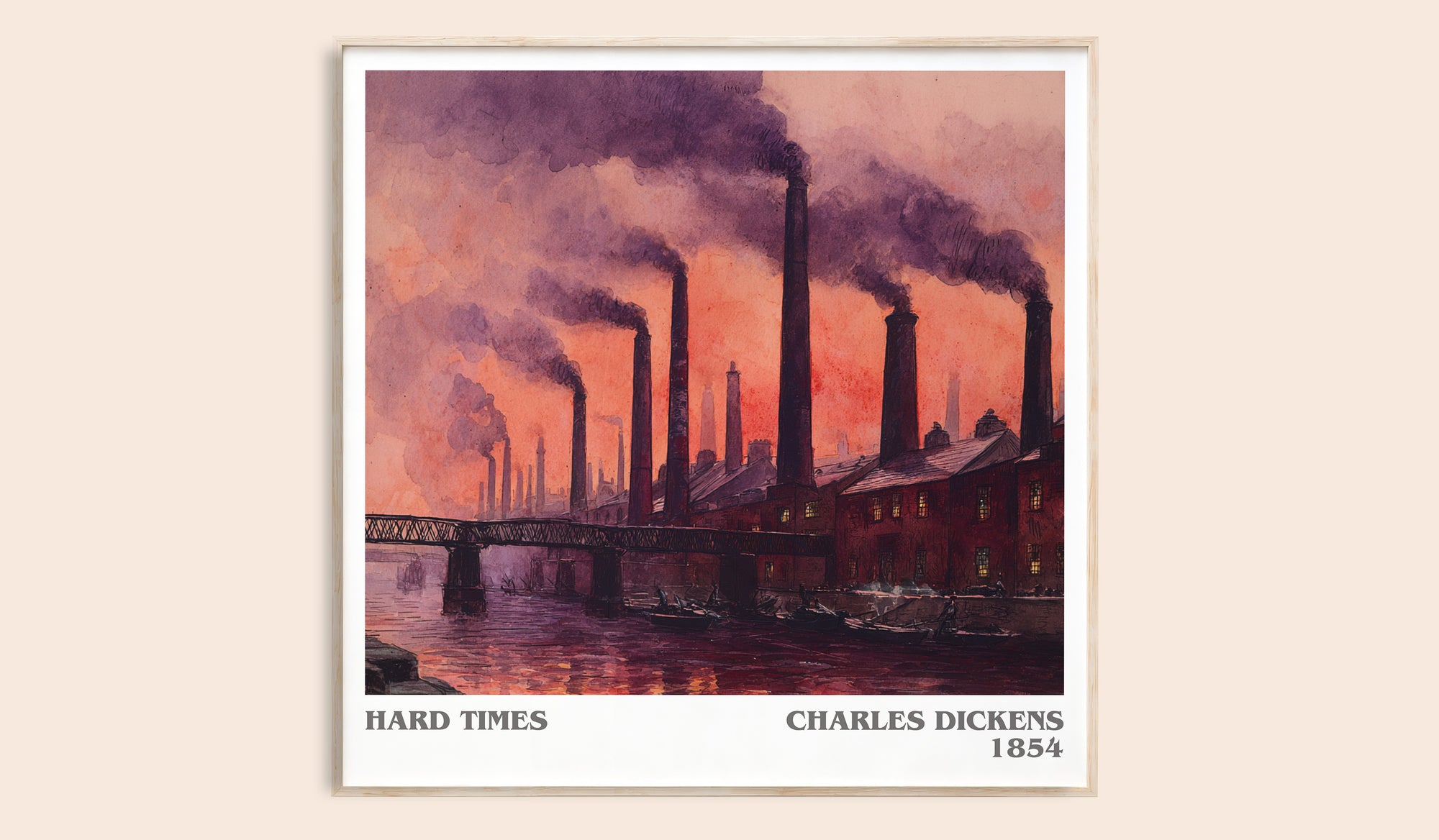 Hard Times literary book poster by Charles Dickens – framed literary art print