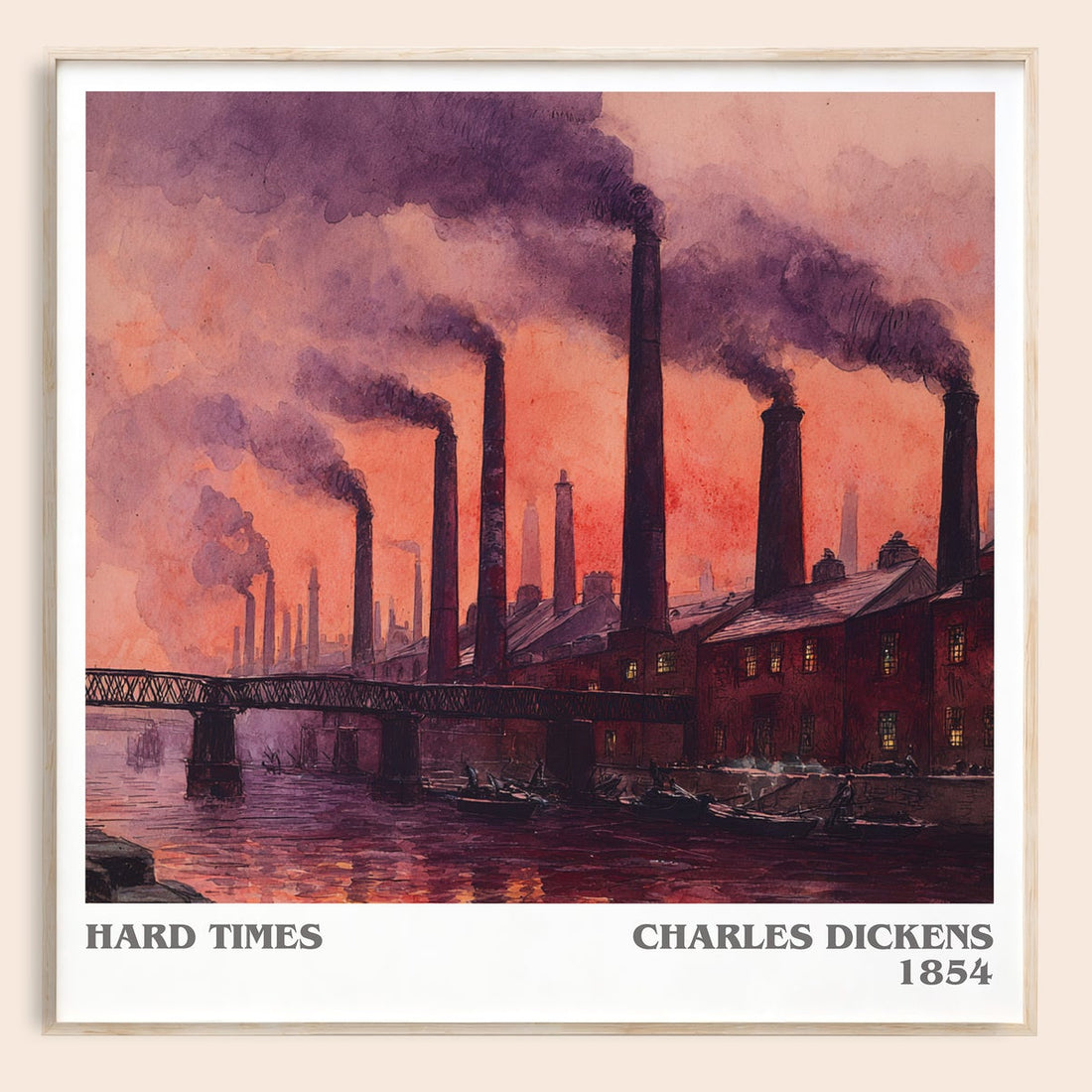 Hard Times literary book poster by Charles Dickens – framed literary art print