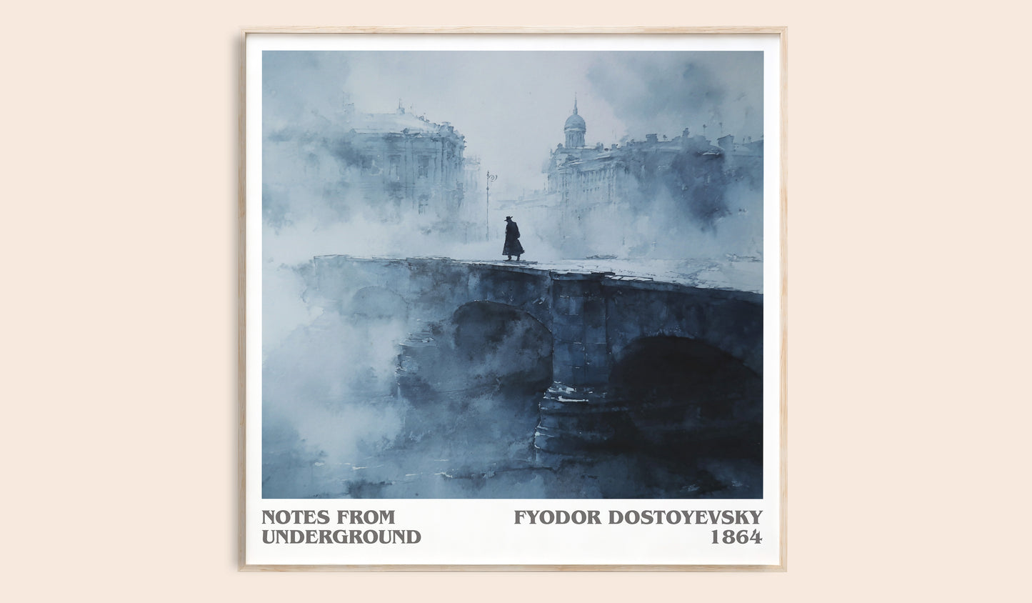 Notes From Underground literary book poster by Fyodor Dostoyevsky – framed literary art print