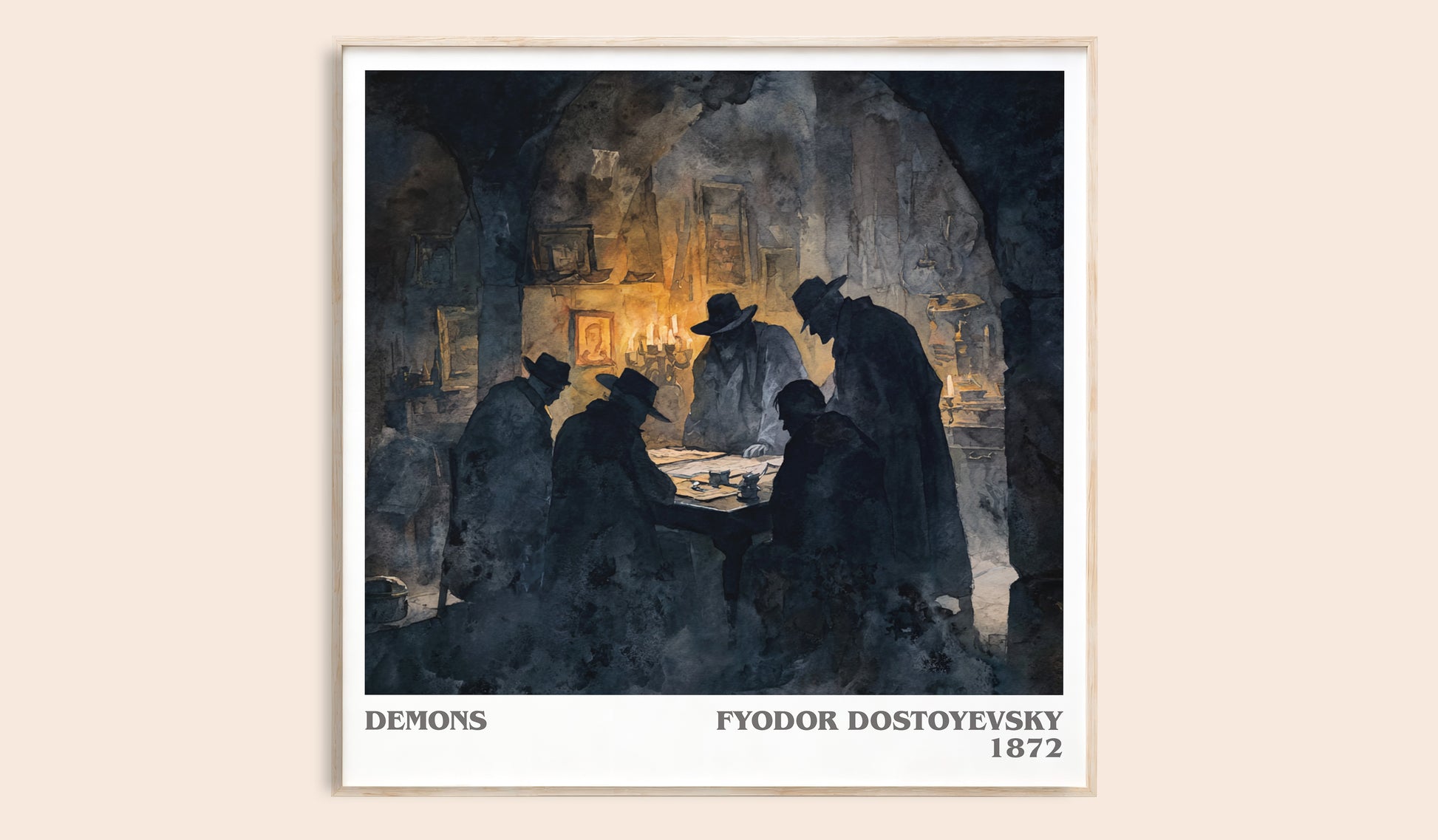 Demons literary book poster by Fyodor Dostoevsky – framed literary art print