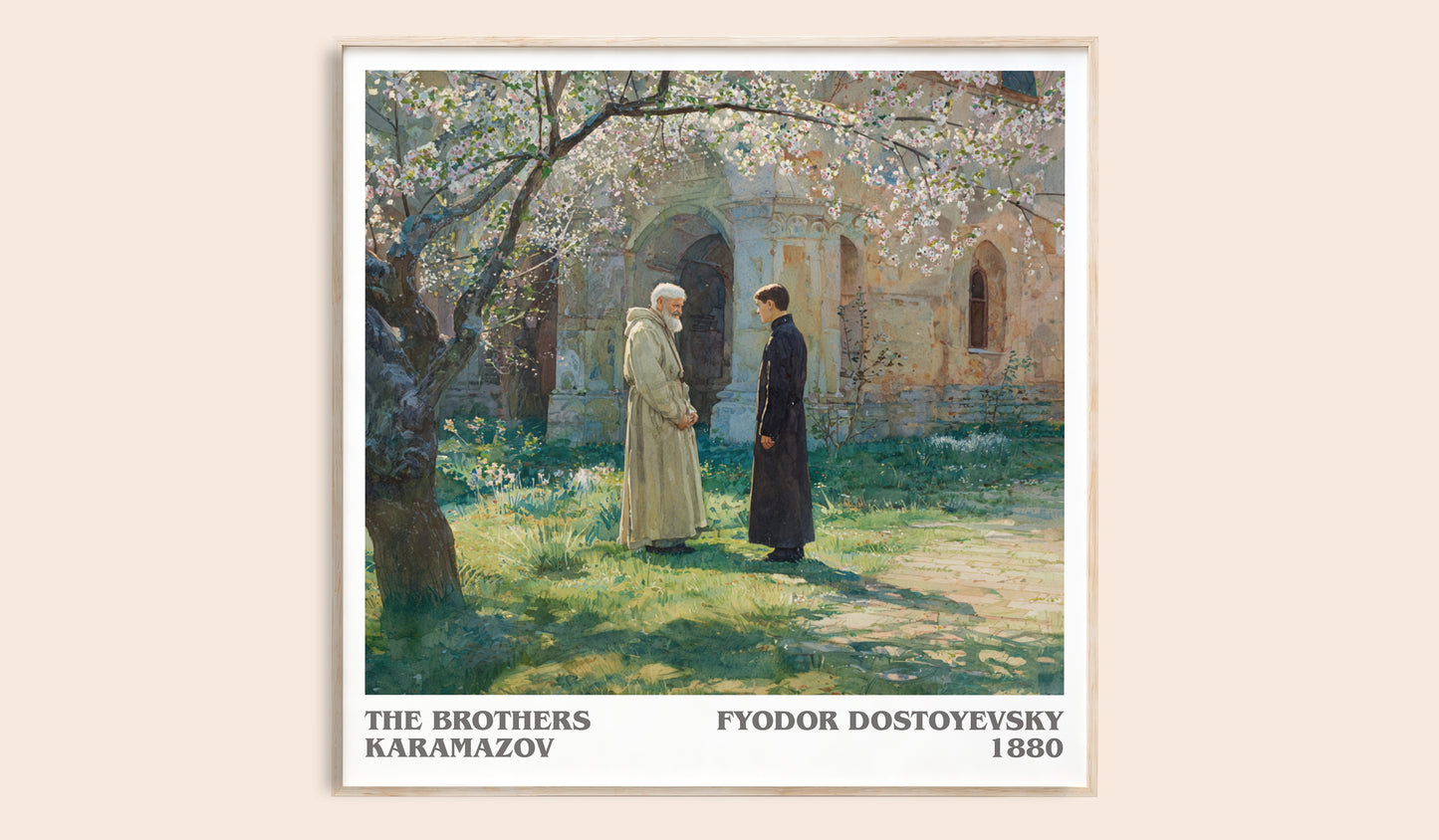 The Brothers Karamazov literary book poster by Fyodor Dostoyevsky – framed literary art print