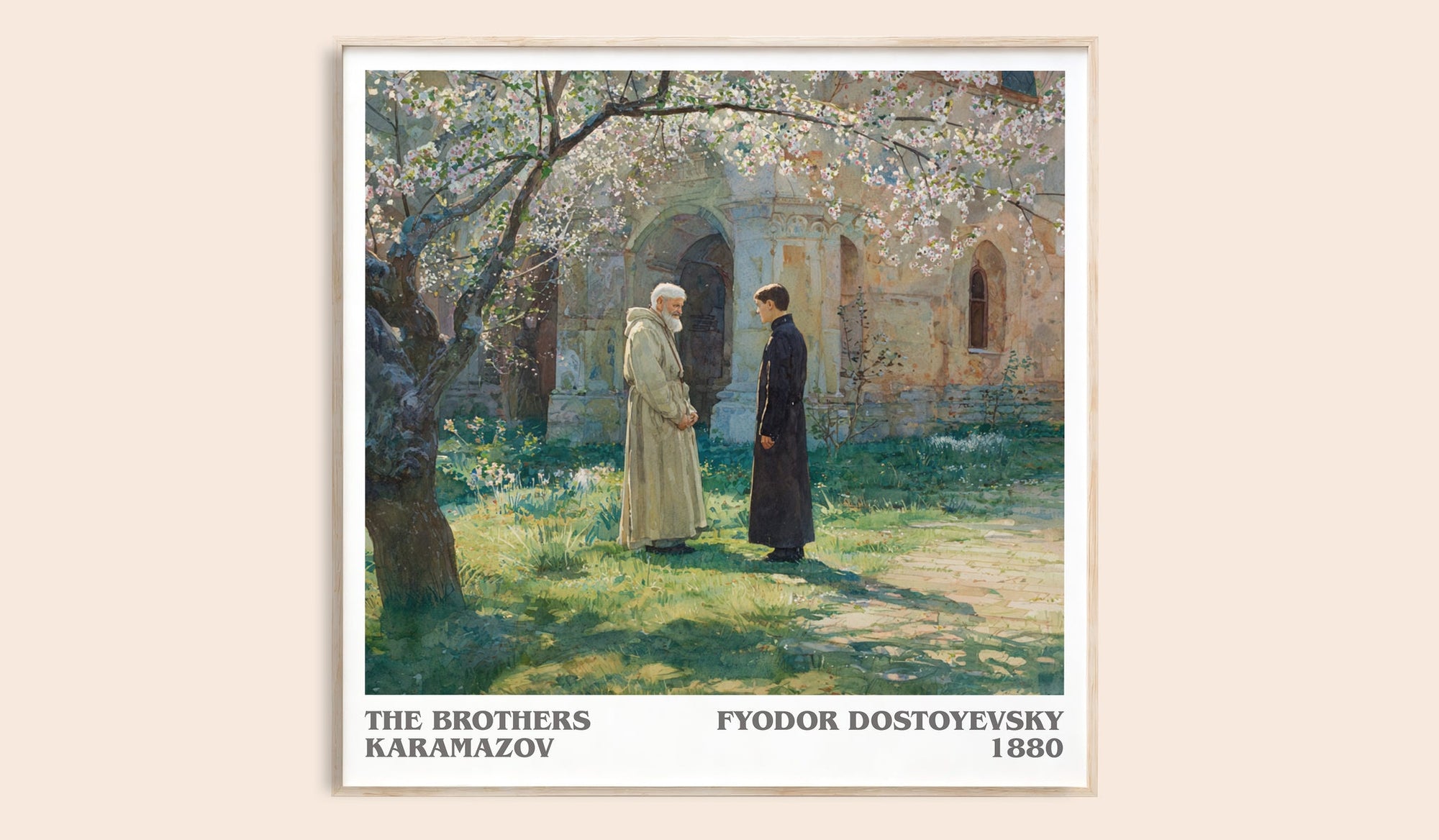 The Brothers Karamazov literary book poster by Fyodor Dostoyevsky – framed literary art print