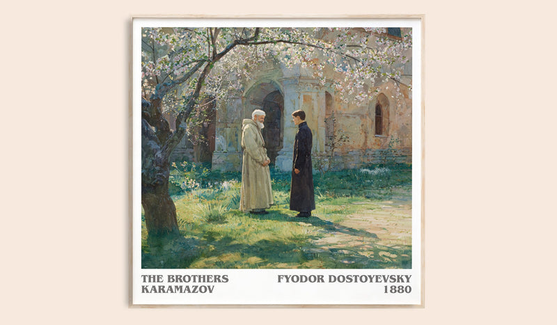 The Brothers Karamazov literary book poster by Fyodor Dostoyevsky – framed literary art print