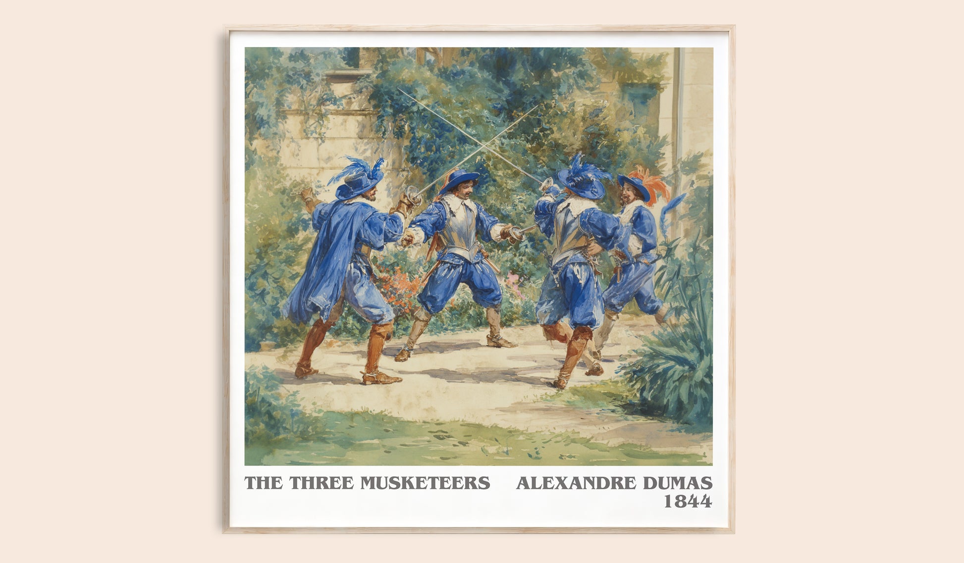 The Three Musketeers literary book poster by Alexandre Dumas – framed literary art print