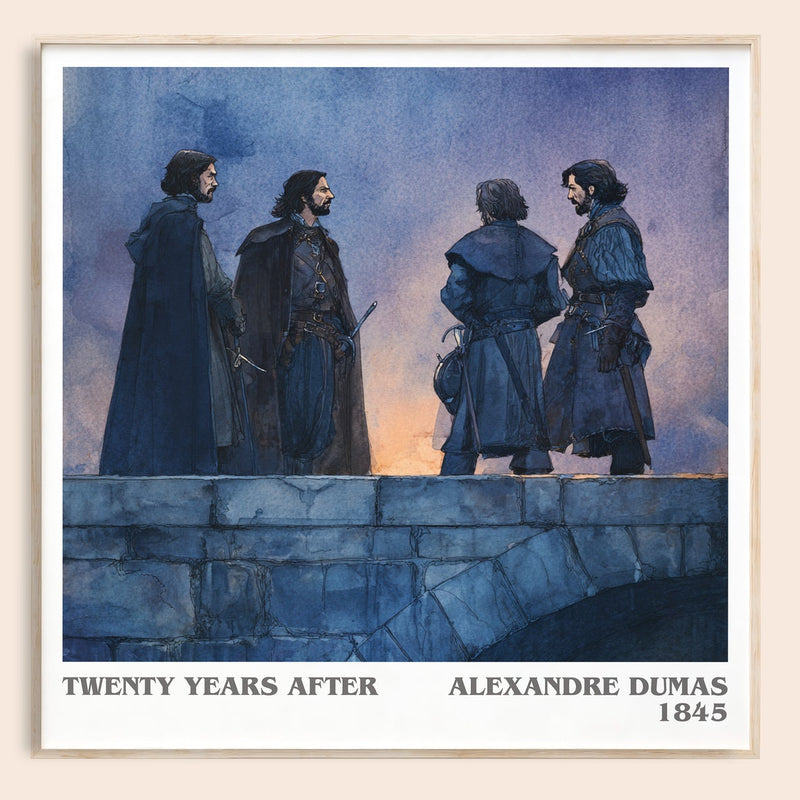 Twenty Years After literary book poster by Alexandre Dumas – framed literary art print