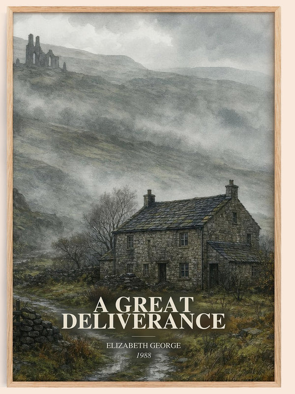 A Great Deliverance watercolour book poster by Elizabeth George – framed literary art print