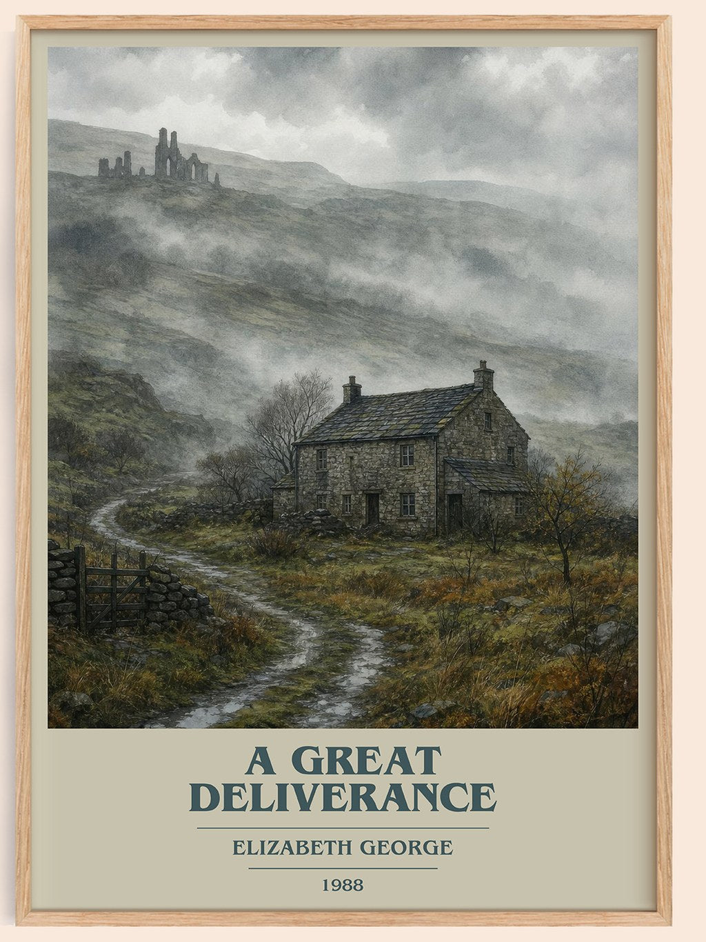 A Great Deliverance book cover book poster by Elizabeth George – framed literary art print