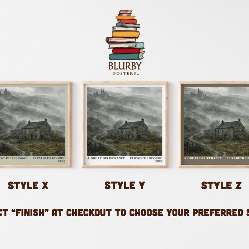 A Great Deliverance literary print in frame leaning in hallway – mystery wall art