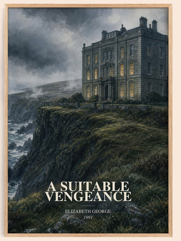 A Suitable Vengeance watercolour book poster by Elizabeth George – framed literary art print