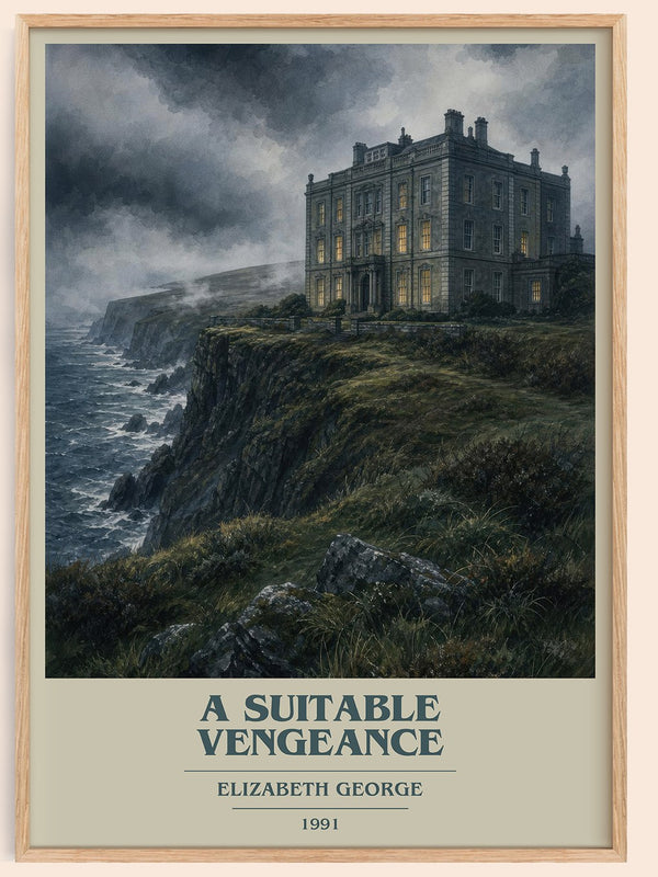 A Suitable Vengeance book cover book poster by Elizabeth George – framed literary art print