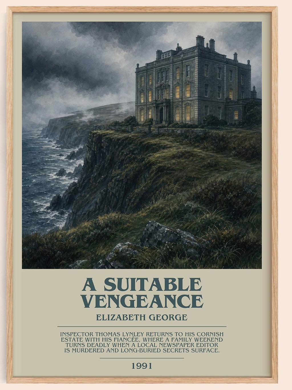 A Suitable Vengeance bookish book poster by Elizabeth George – framed literary art print