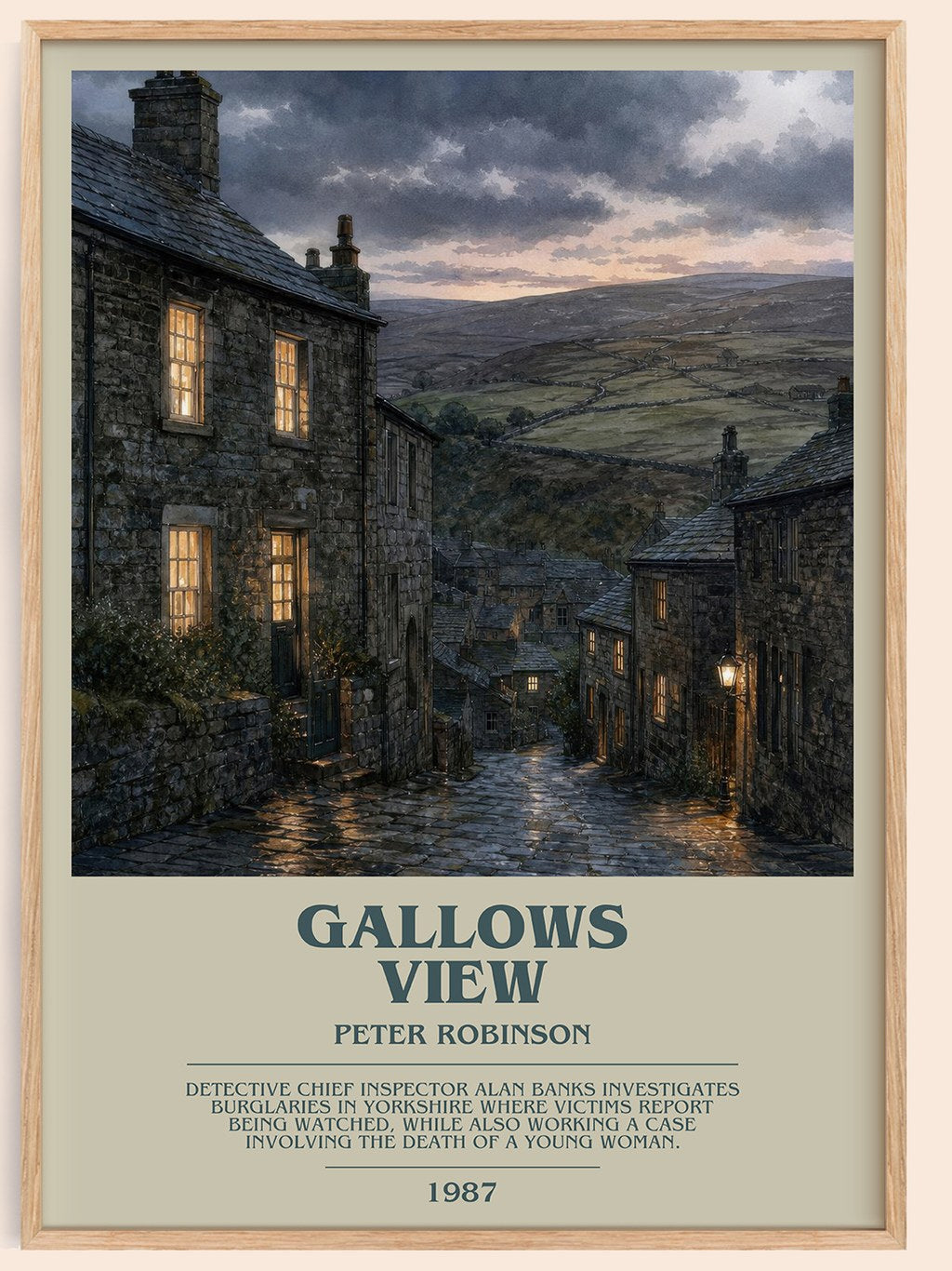 Gallows View bookish book poster by Peter Robinson – framed literary art print