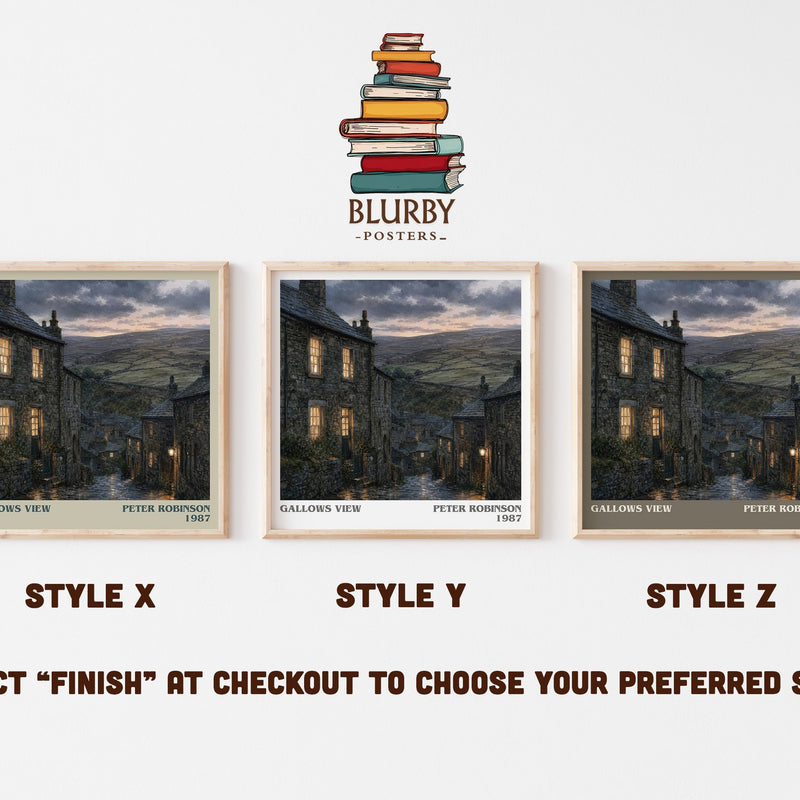 Gallows View literary print in frame leaning in hallway – mystery wall art