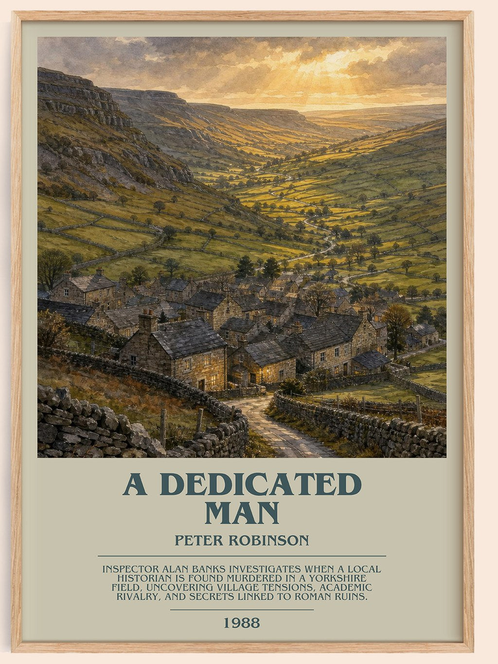 A Dedicated Man bookish book poster by Peter Robinson – framed literary art print