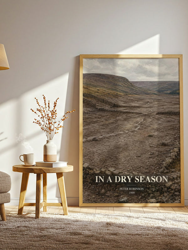 In a Dry Season watercolour print in frame leaning in hallway – crime wall art