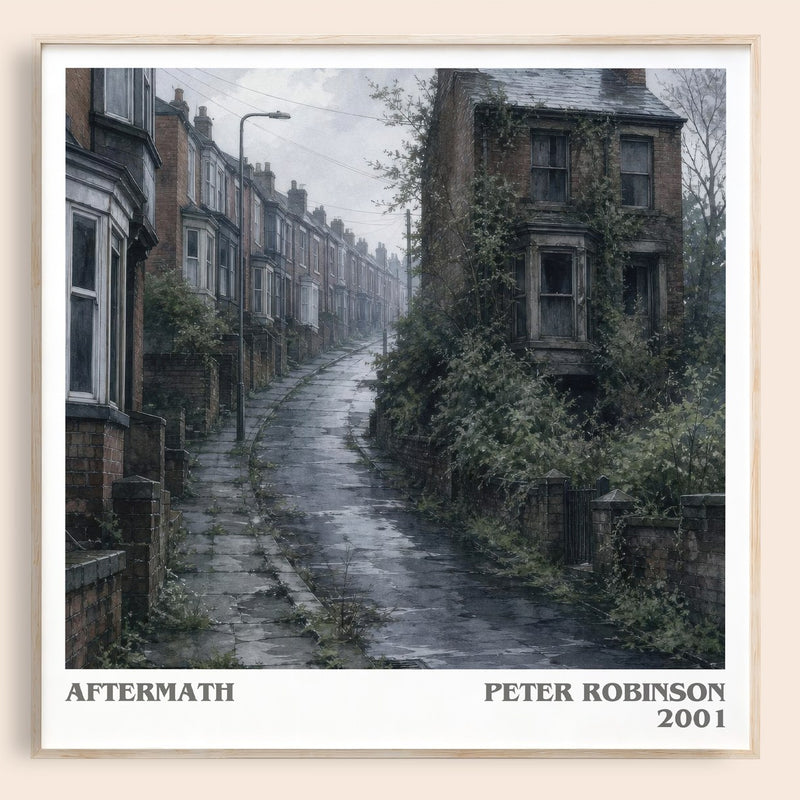 Aftermath literary book poster by Peter Robinson – framed literary art print