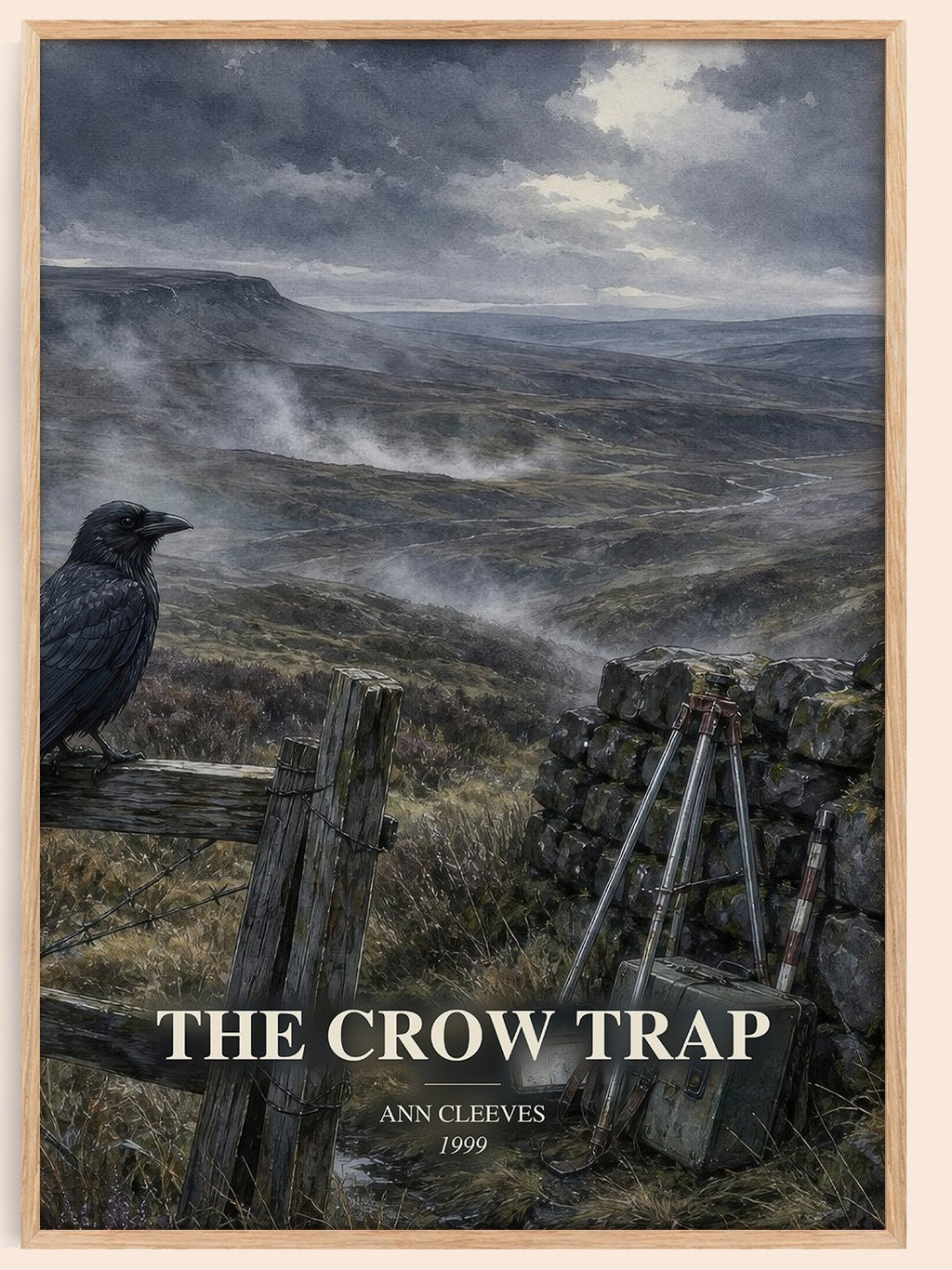The Crow Trap watercolour book poster by Ann Cleeves – framed literary art print