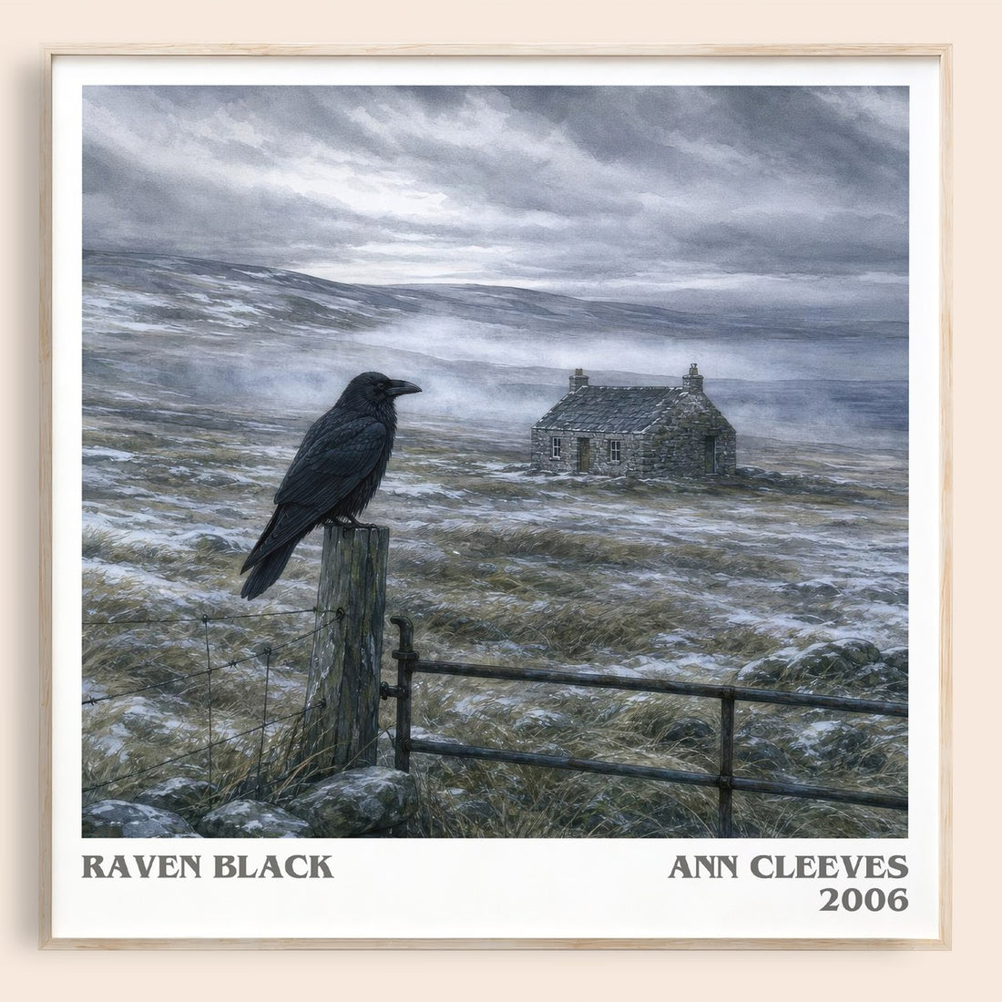 Raven Black literary book poster by Ann Cleeves – framed literary art print