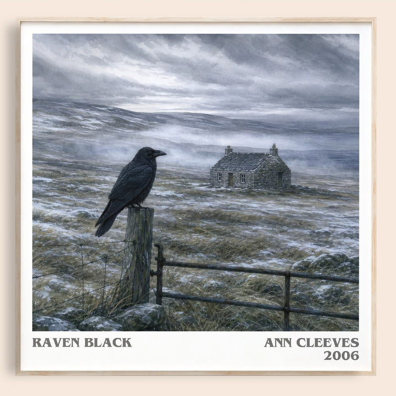 Raven Black literary book poster by Ann Cleeves – framed literary art print