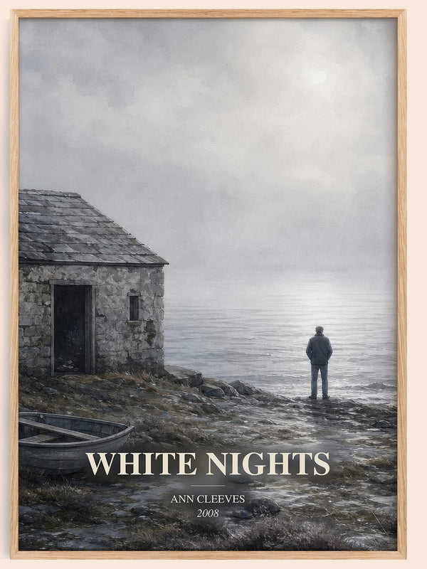 White Nights watercolour book poster by Ann Cleeves – framed literary art print