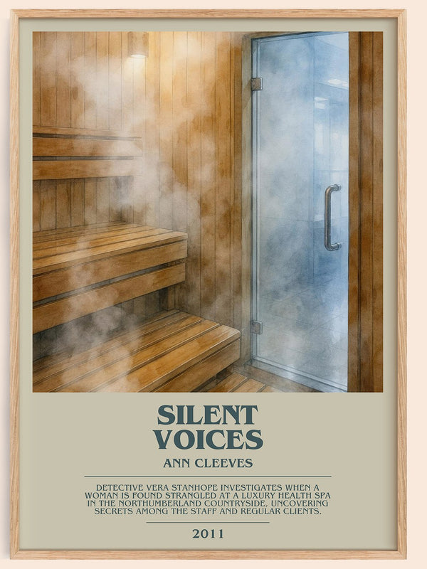 Silent Voices bookish book poster by Ann Cleeves – framed literary art print