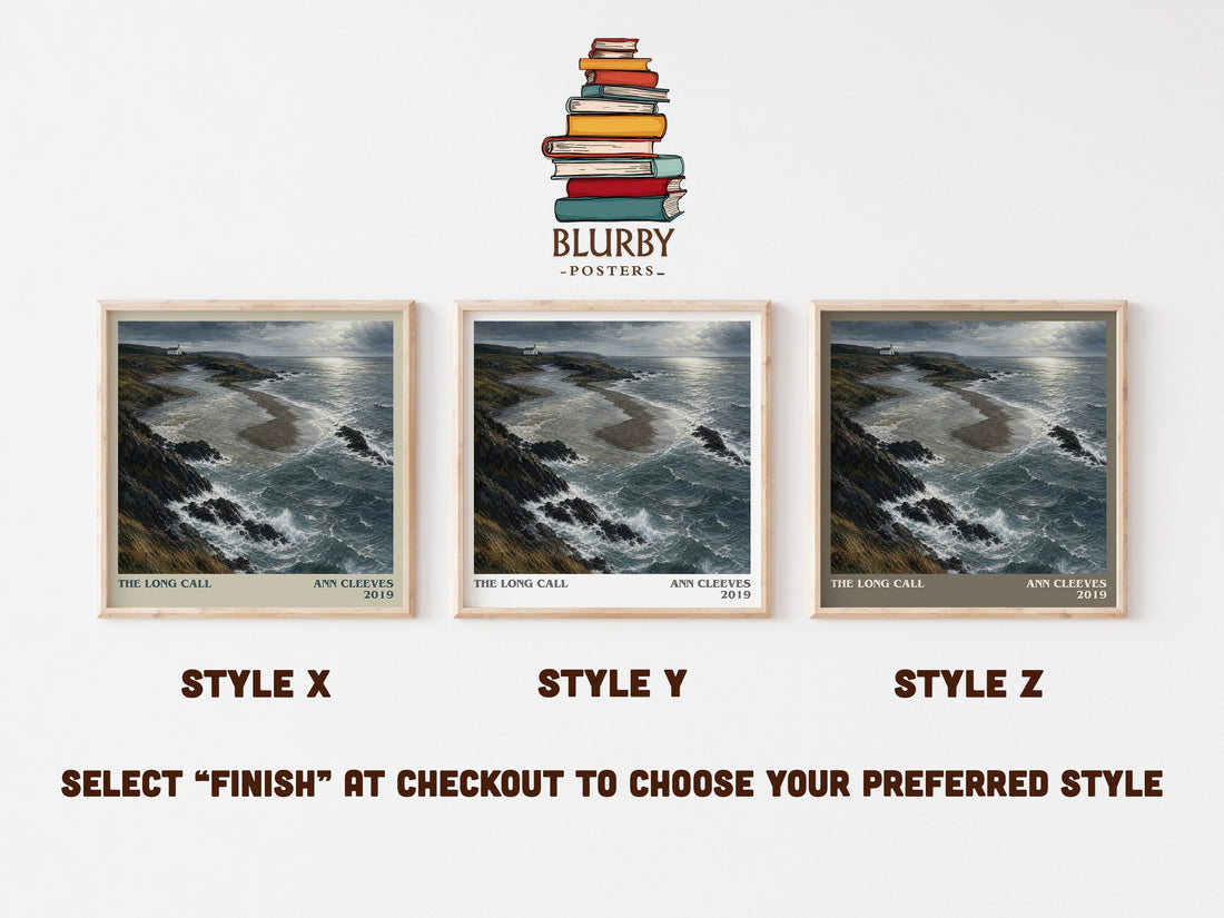 The Long Call literary print in frame leaning in hallway – mystery wall art (mockup)