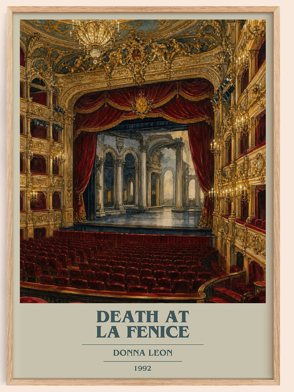 Death at La Fenice book cover book poster by Donna Leon – framed literary art print
