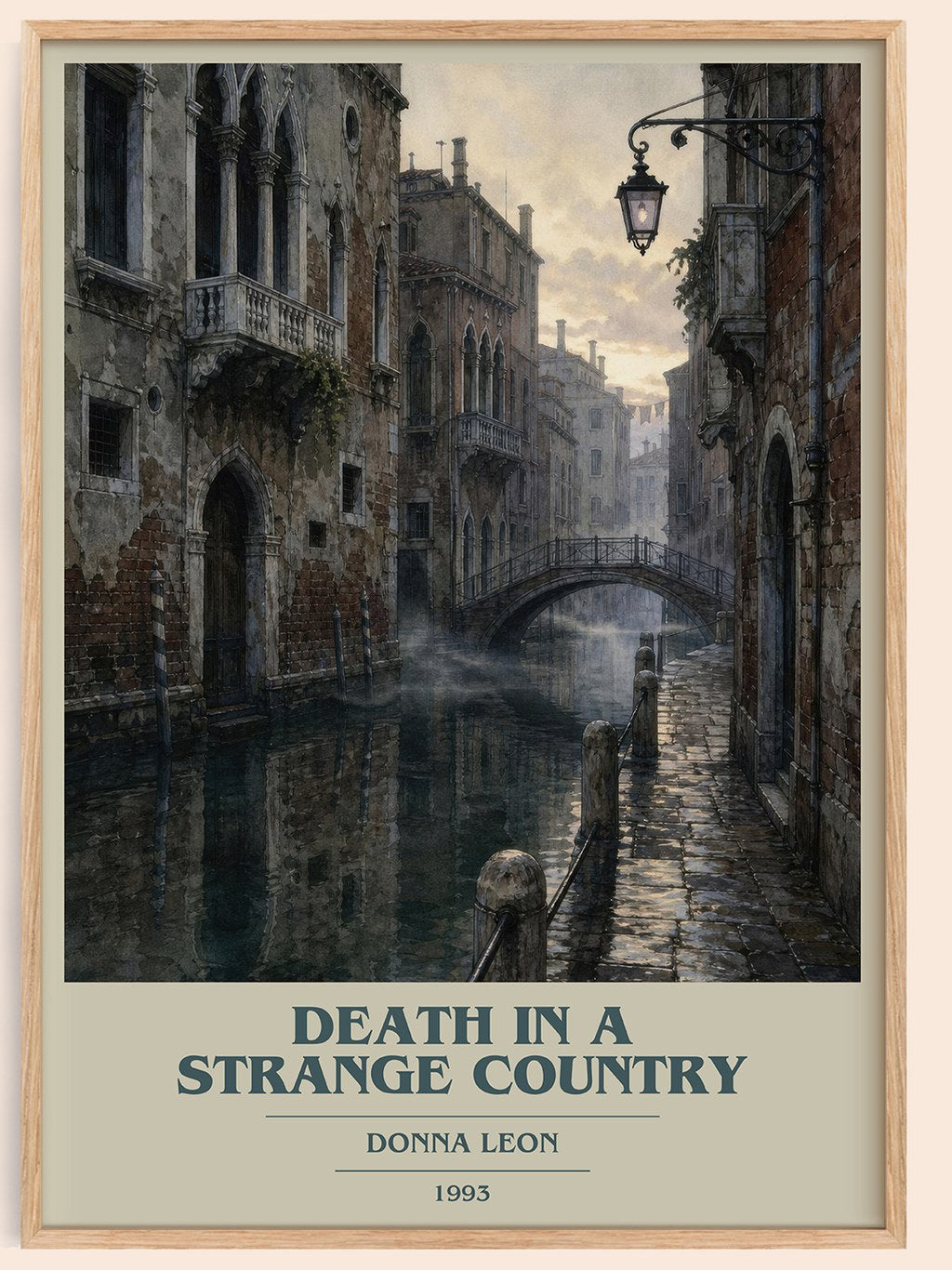 Death in a Strange Country book cover book poster by Donna Leon – framed literary art print