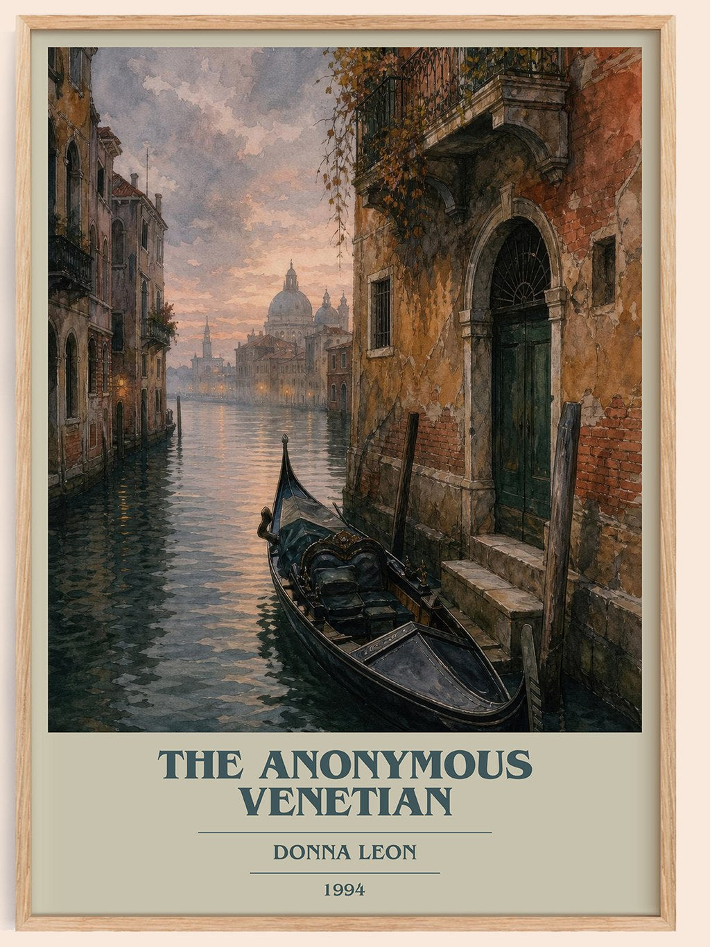 The Anonymous Venetian book cover book poster by Donna Leon – framed literary art print