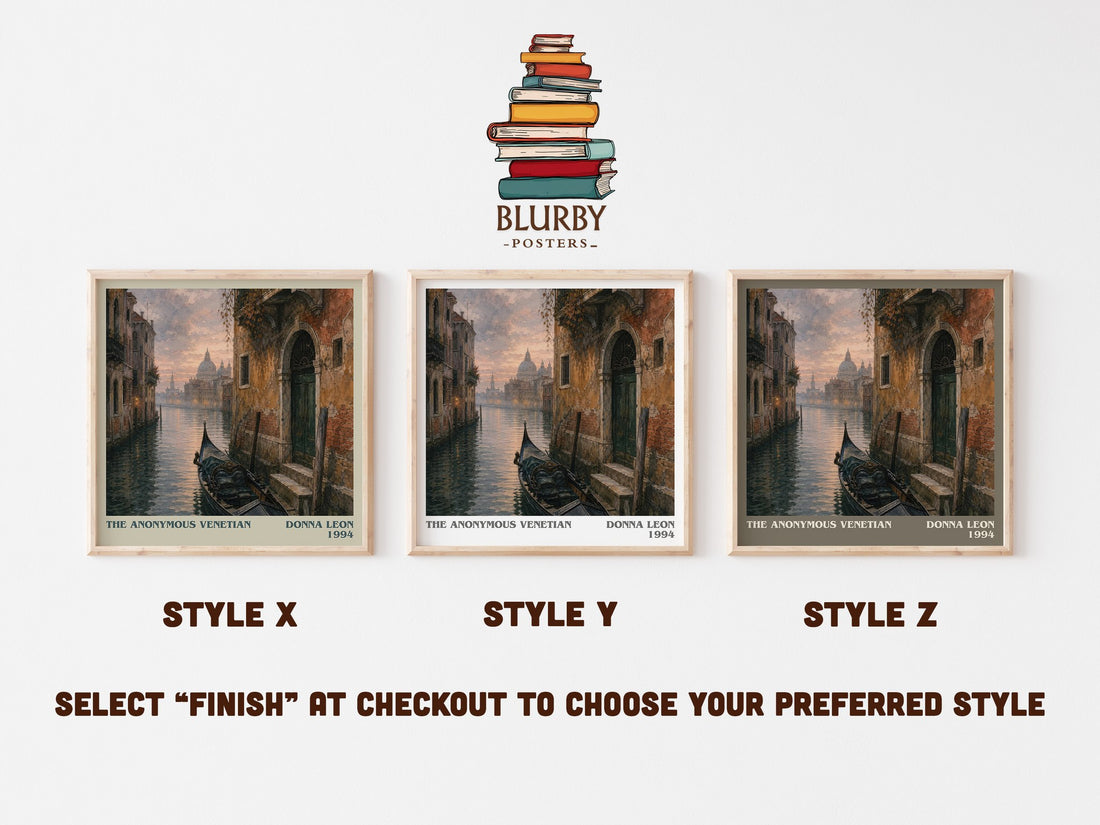 The Anonymous Venetian literary print in frame leaning in hallway – literary fiction wall art (mockup)