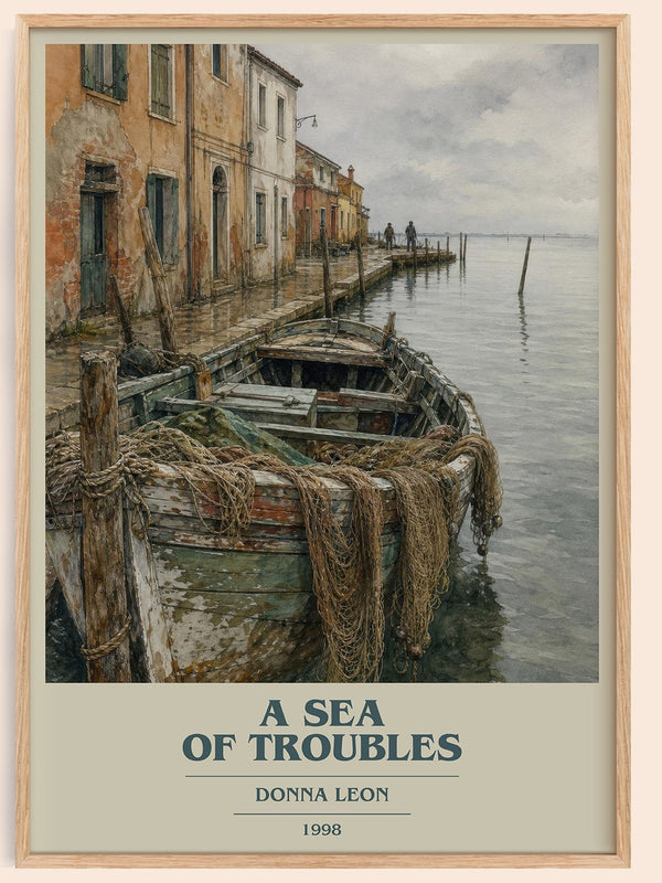 A Sea of Troubles book cover book poster by Donna Leon – framed literary art print