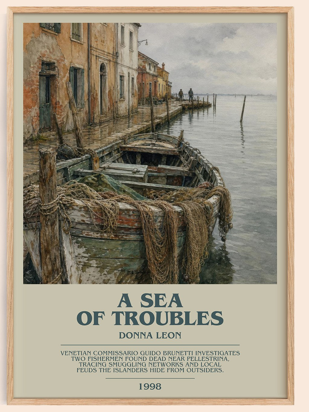 A Sea of Troubles bookish book poster by Donna Leon – framed literary art print