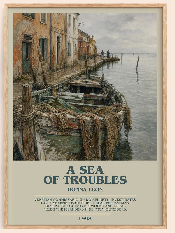 A Sea of Troubles bookish book poster by Donna Leon – framed literary art print