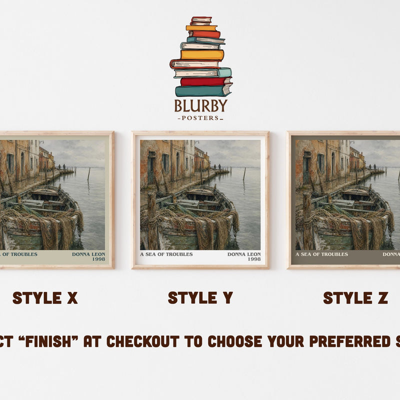 A Sea of Troubles literary print in frame leaning in hallway – crime wall art