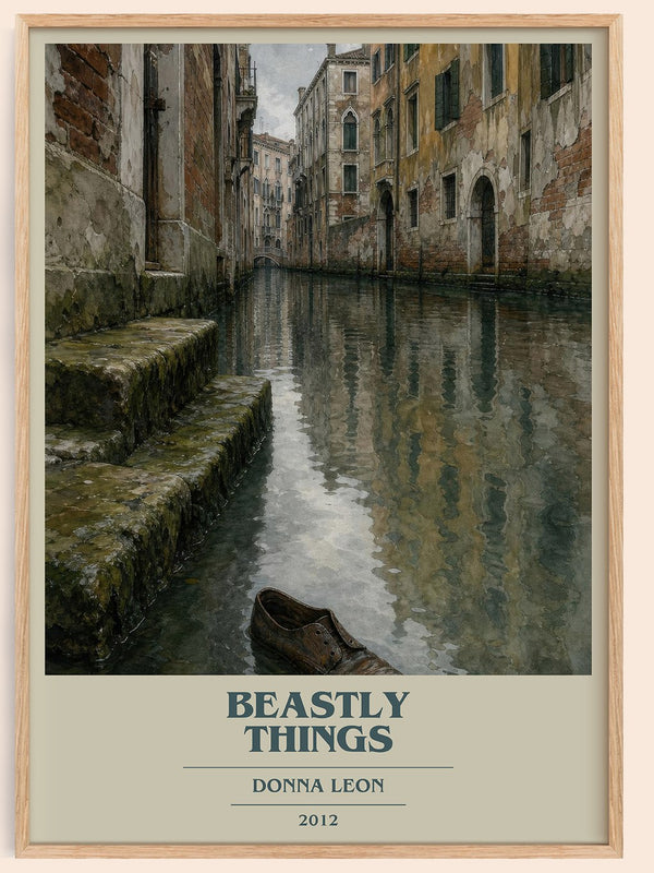 Beastly Things book cover book poster by Donna Leon – framed literary art print