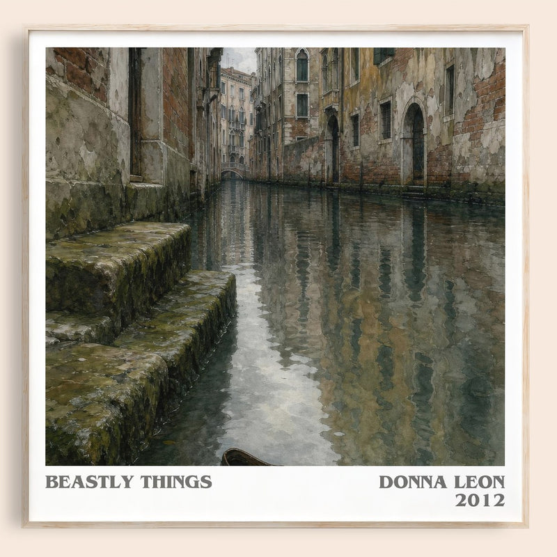 Beastly Things literary book poster by Donna Leon – framed literary art print