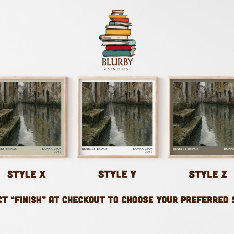 Beastly Things literary print in frame leaning in hallway – crime wall art