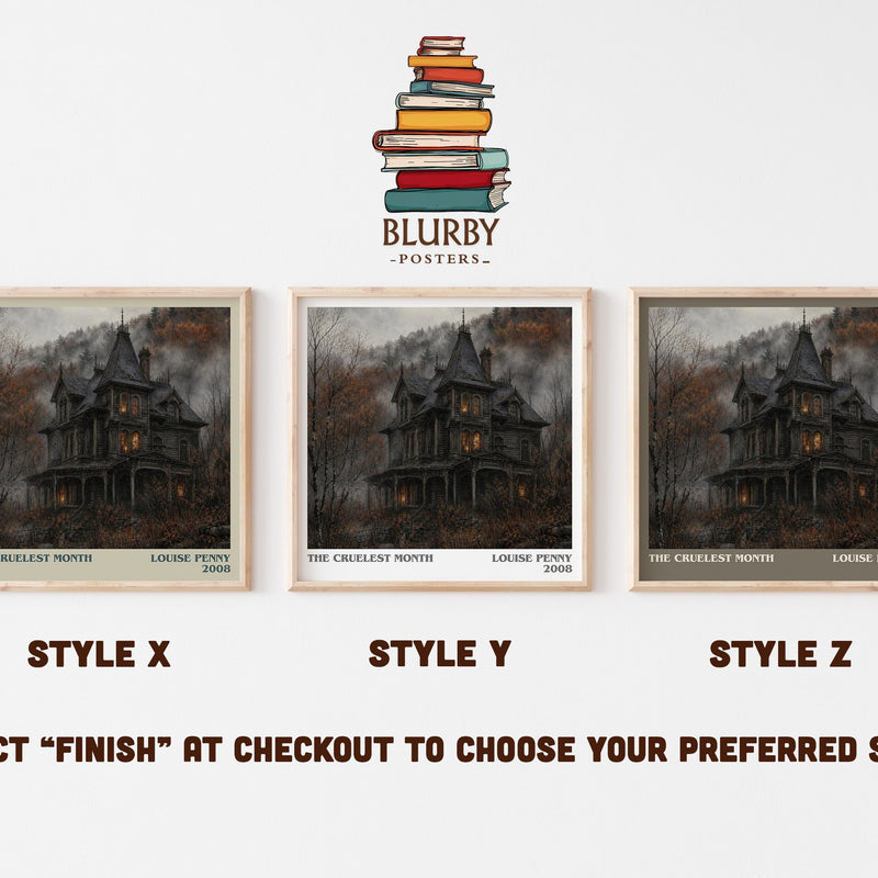 The Cruelest Month literary print in frame leaning in hallway – mystery wall art