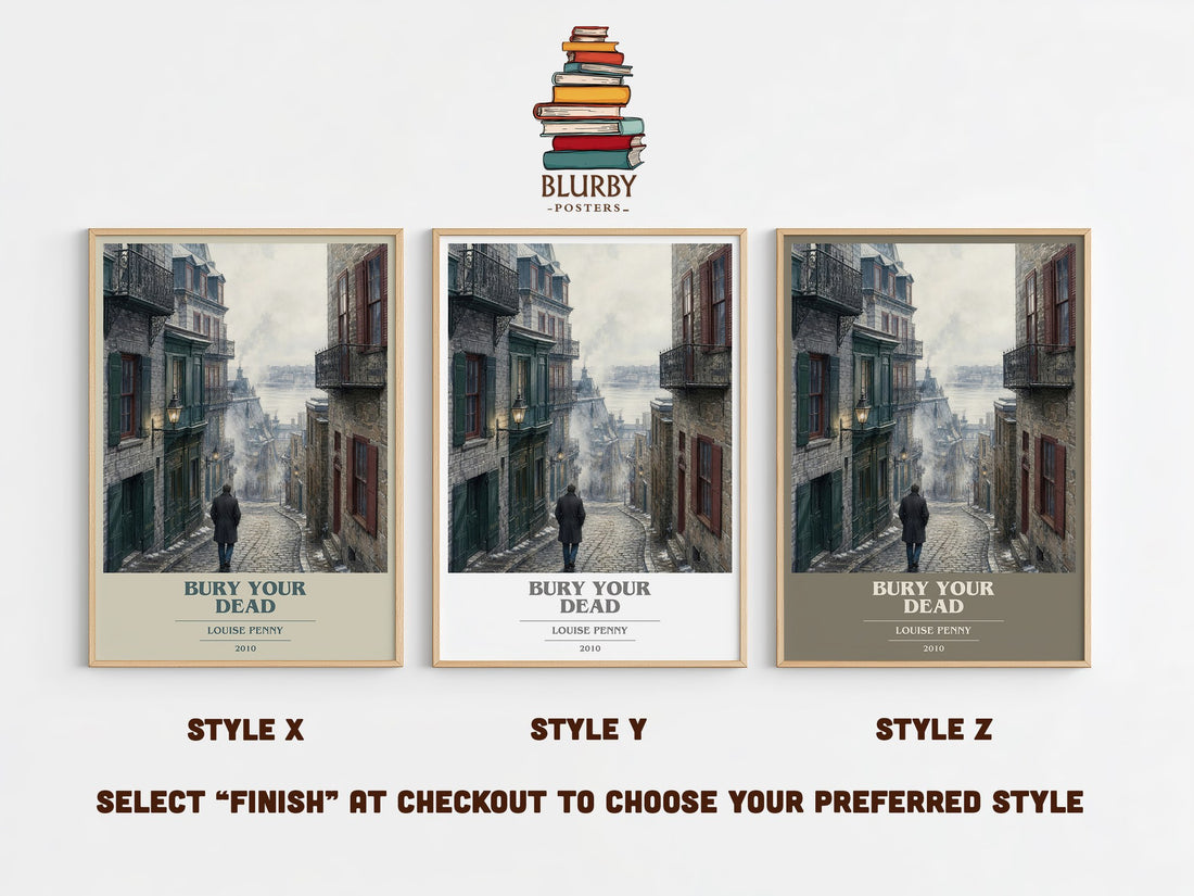 Bury Your Dead book cover print in frame leaning in hallway – mystery wall art (mockup)