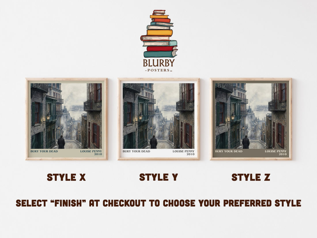 Bury Your Dead literary print in frame leaning in hallway – mystery wall art (mockup)