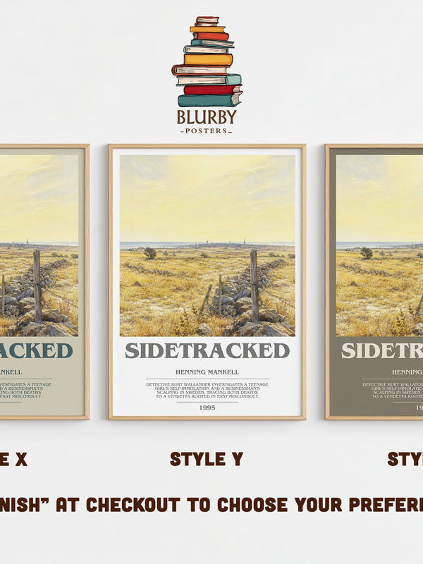 Sidetracked bookish print in frame leaning in hallway – crime wall art